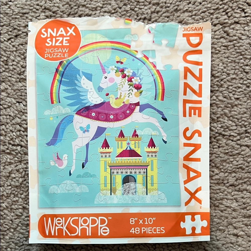 Unicorn Rainbow Jigsaw Puzzle Snax Size - Blue & Pink